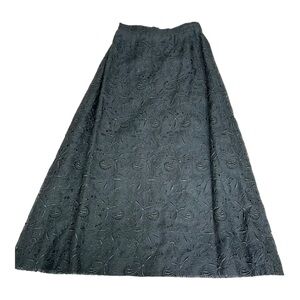 Whimsigoth Black A Line Floral Overlay Midi Skirt Fairiecore Witchy Skirt